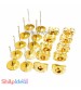 Earring Studs 3mm - Flat with Stoppers - Golden - 3 Pairs